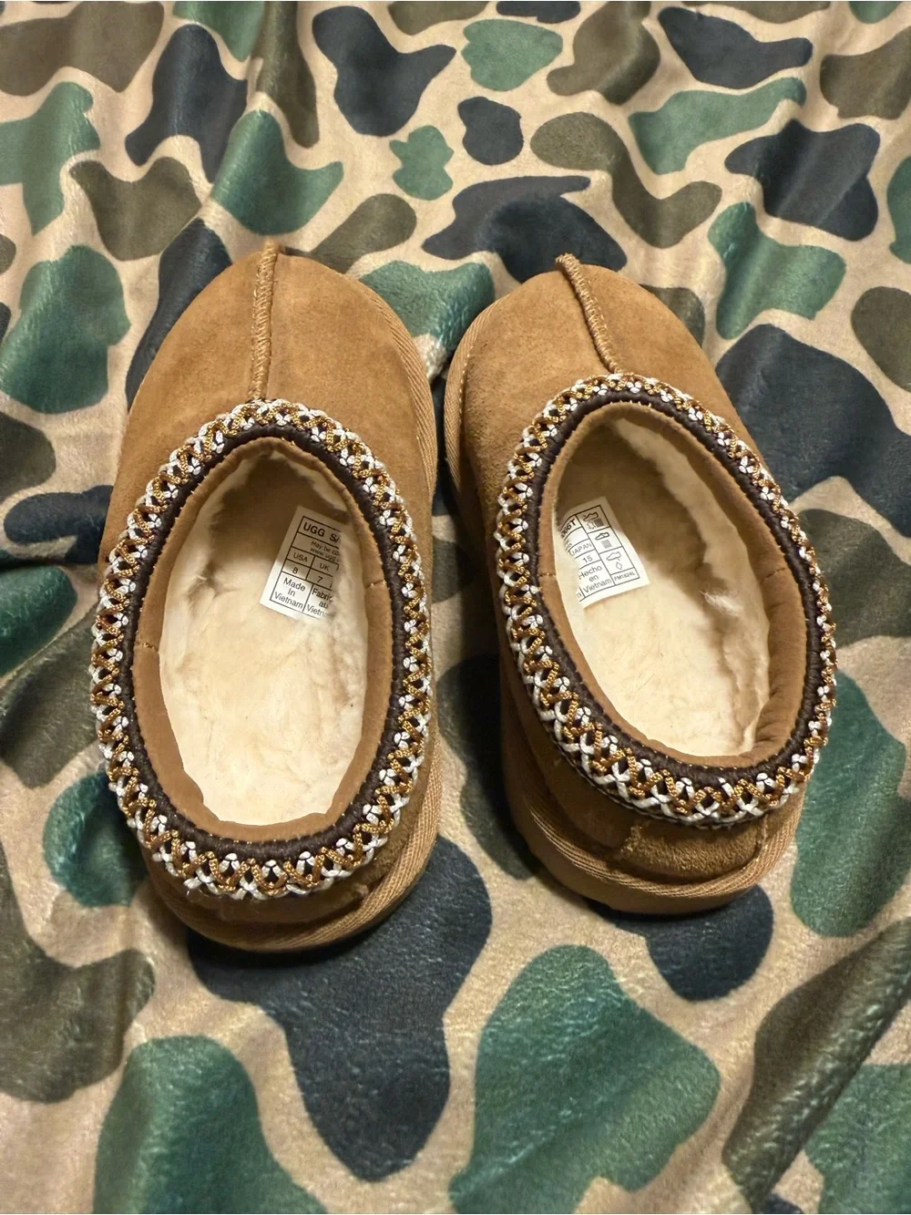 UGG Chestnut Suede Slip-On Shearling Clog